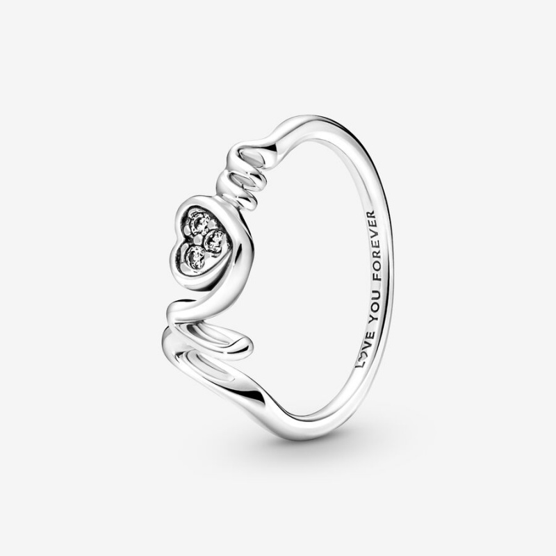 Sterling Silver Pandora Mom Pavé Statement Rings | PKOQ82163