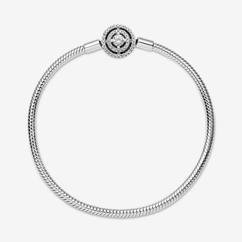 Sterling Silver Pandora Moments Halo Snake Charm Bracelets | TFUJ43920