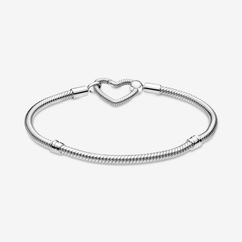 Sterling Silver Pandora Moments Heart Closure Snake Charm Holders | COPW03647