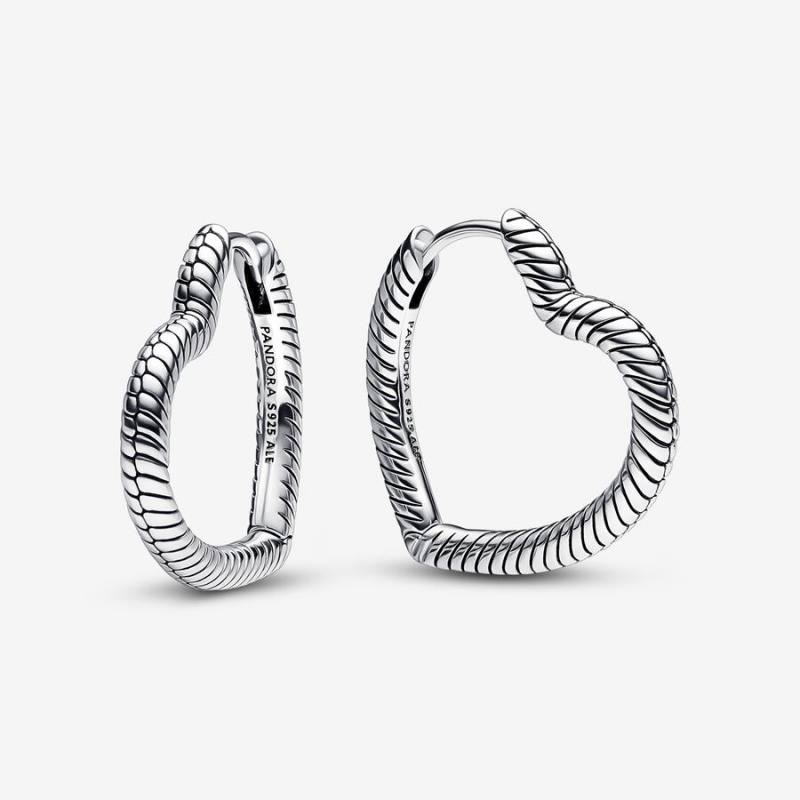 Sterling Silver Pandora Moments Heart Hoop Earrings | VJWP16820