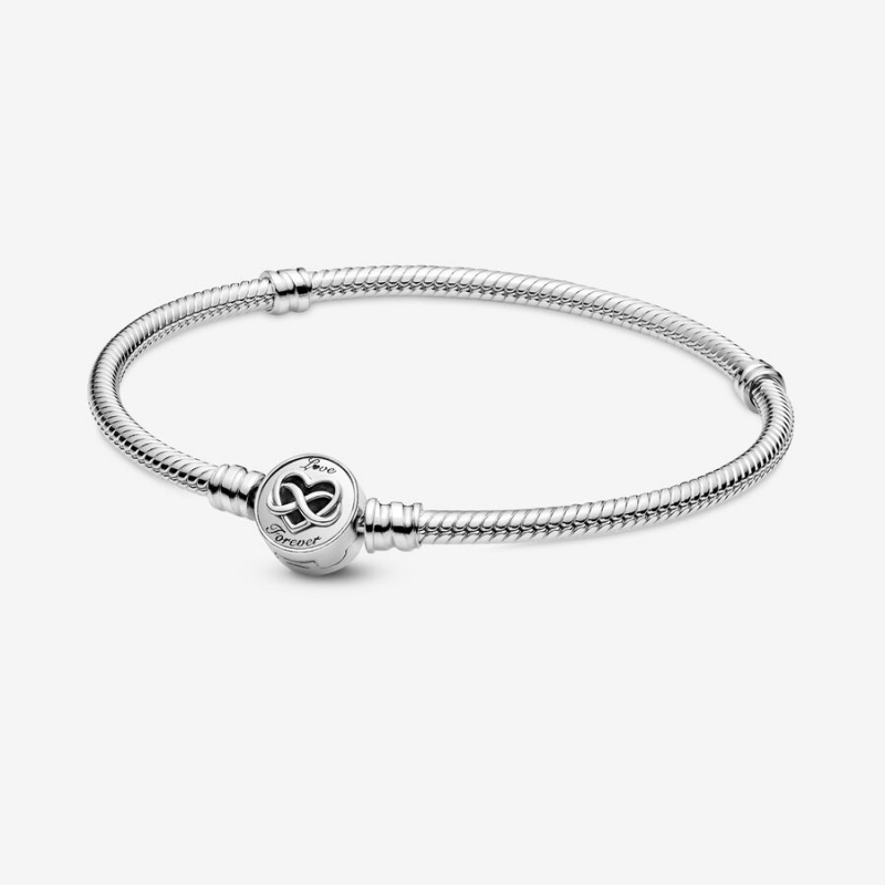 Sterling Silver Pandora Moments Heart Infinity Clasp Snake Charm Holders | VQSF31079