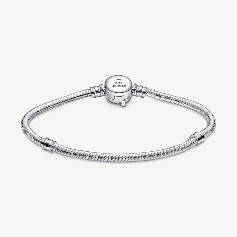 Sterling Silver Pandora Moments Marvel The Avengers Logo Clasp Snake Charm Bracelets | BOLE64139