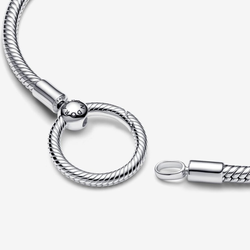 Sterling Silver Pandora Moments O Closure Snake Charm Bracelets | IAKU57024