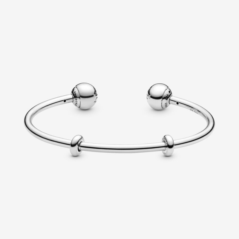 Sterling Silver Pandora Moments Open Bangle Charm Holders | GDHJ01986