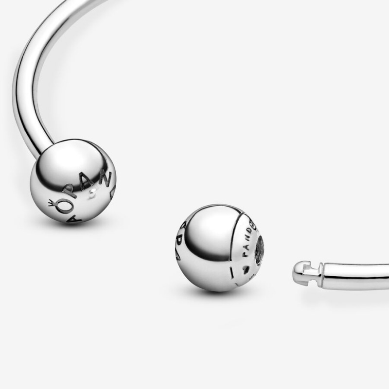 Sterling Silver Pandora Moments Open Bangle Charm Holders | GDHJ01986