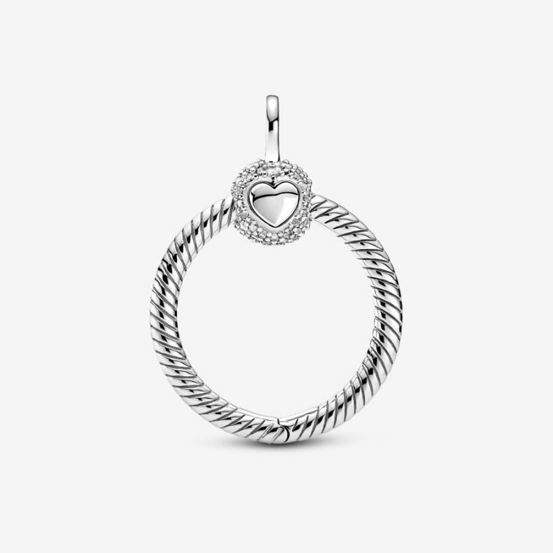 Sterling Silver Pandora Moments Small Pavé O Charm Holders | SPQM25384