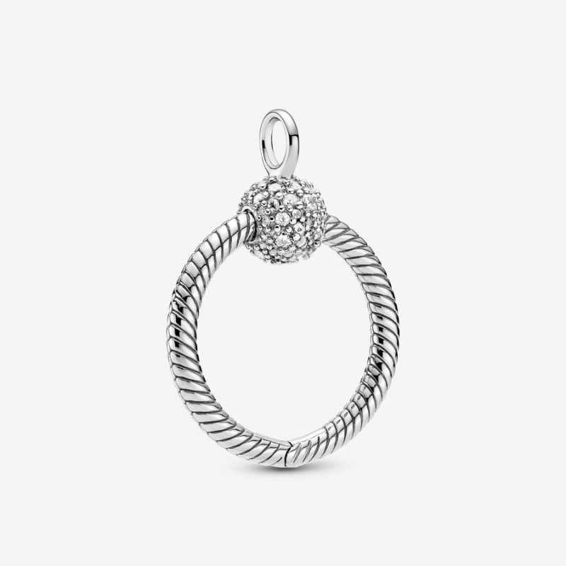 Sterling Silver Pandora Moments Small Pavé O Charm Holders | SPQM25384