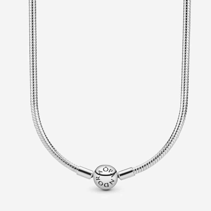 Sterling Silver Pandora Moments Snake Chain Necklaces | ZQCY74061