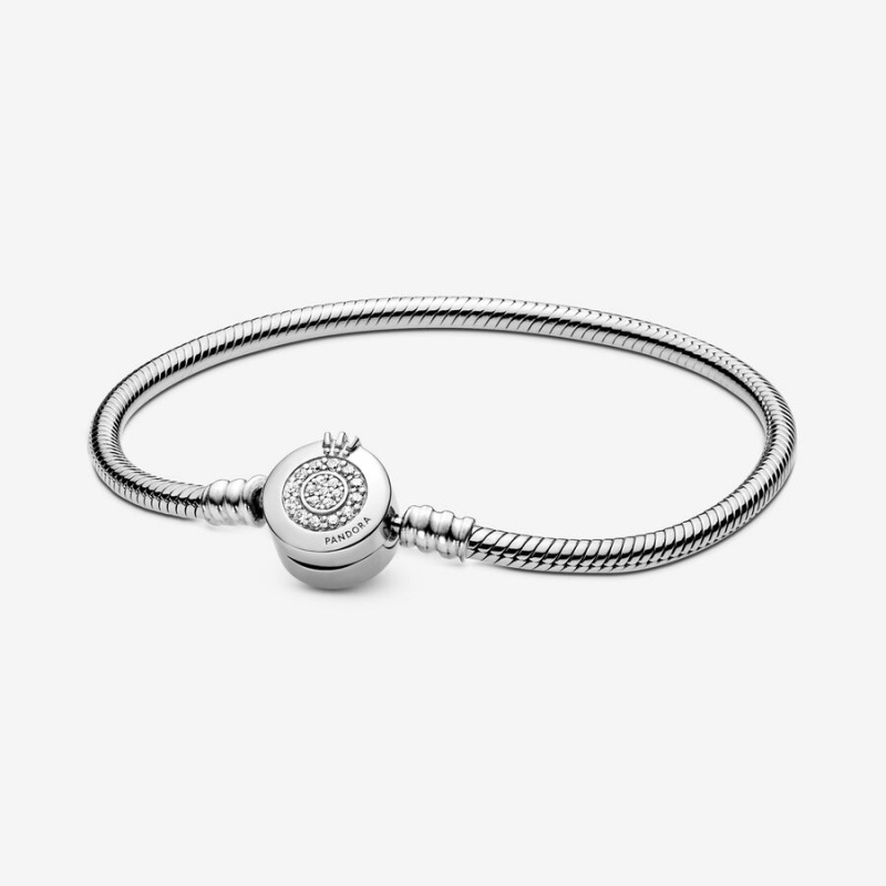 Sterling Silver Pandora Moments Sparkling Crown O Snake Charm Holders | DKFJ62971