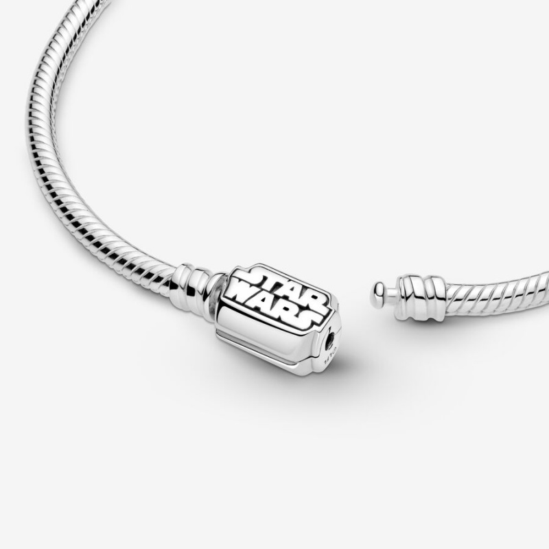 Sterling Silver Pandora Moments Star Wars Snake Clasp Charm Bracelets | OGPY42657