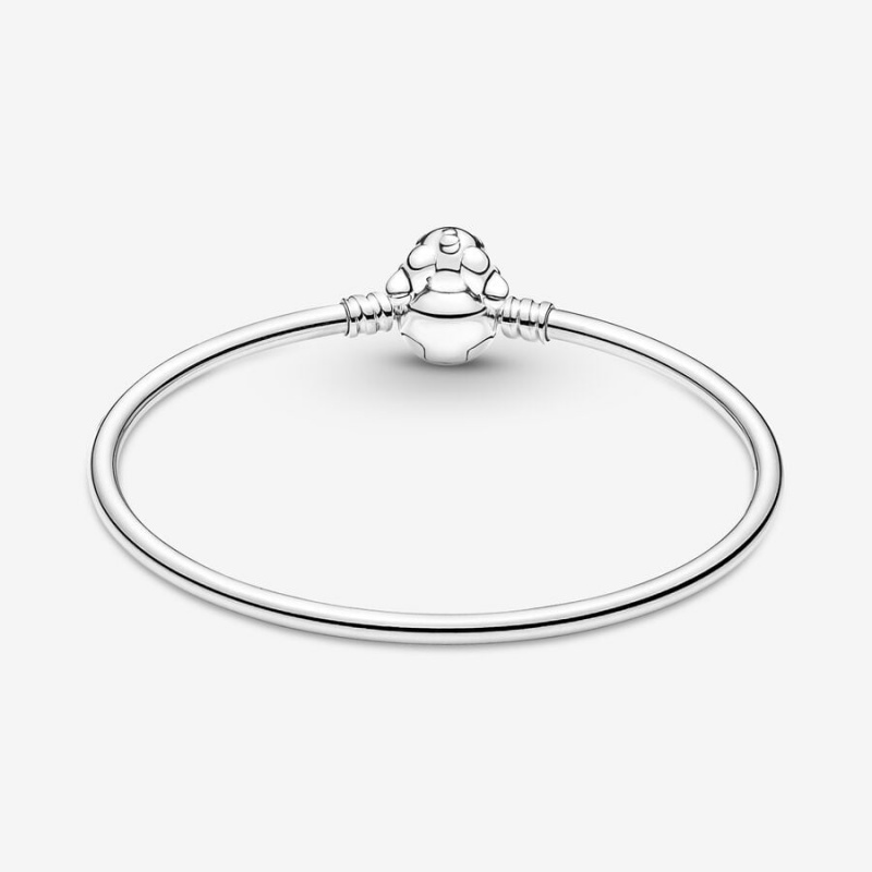 Sterling Silver Pandora Moments Stitch Biting Clasp Bangle Charm Bracelets | HKEZ47806