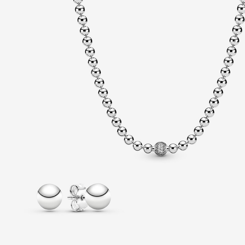 Sterling Silver Pandora Necklace & Earring Sets | LWPK06432