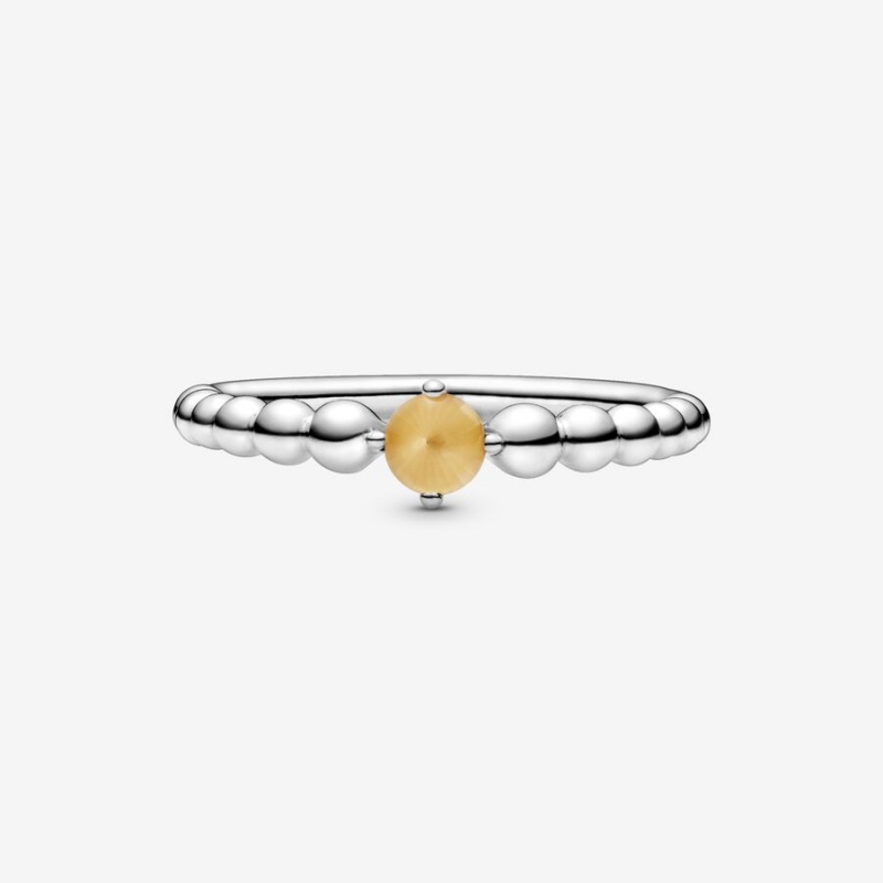 Sterling Silver Pandora November Honey Beaded Birthstone Rings | AIGT17259