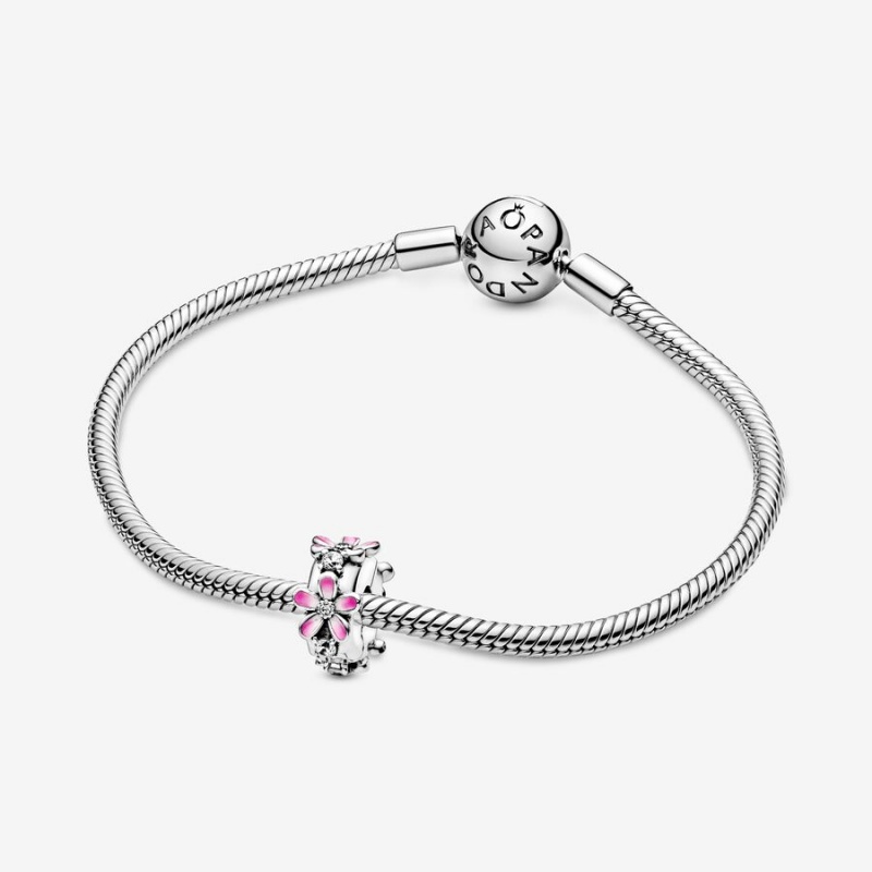 Sterling Silver Pandora Pink Daisy Flower Clip Clips | VMWL82043