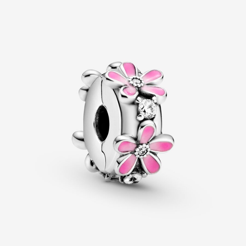 Sterling Silver Pandora Pink Daisy Flower Clip Clips | VMWL82043