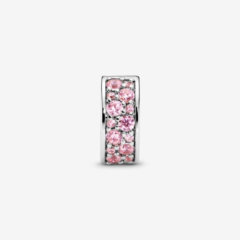 Sterling Silver Pandora Pink Pavé Clip Clips | OPLK02384