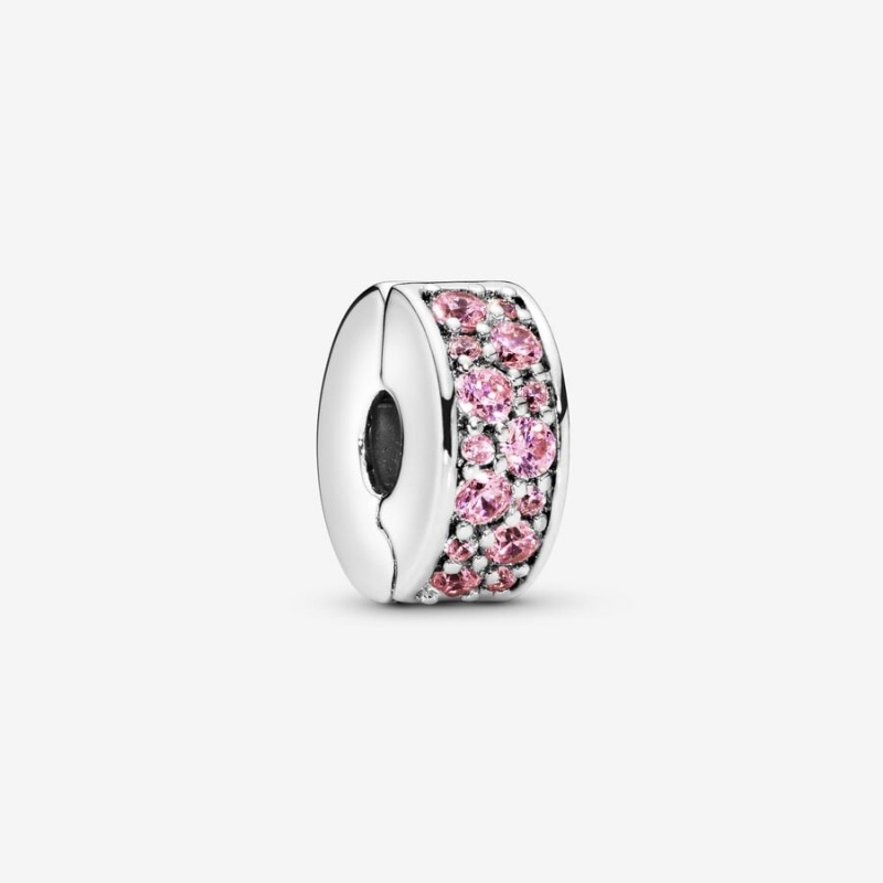 Sterling Silver Pandora Pink Pavé Clip Clips | OPLK02384