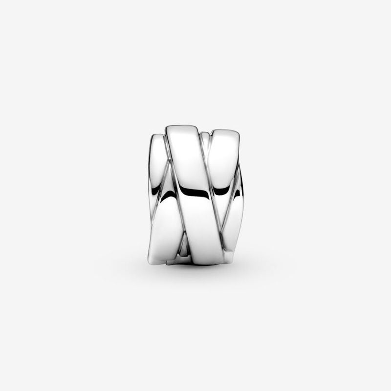 Sterling Silver Pandora Polished Ribbons Clip Clips | NZOP57136