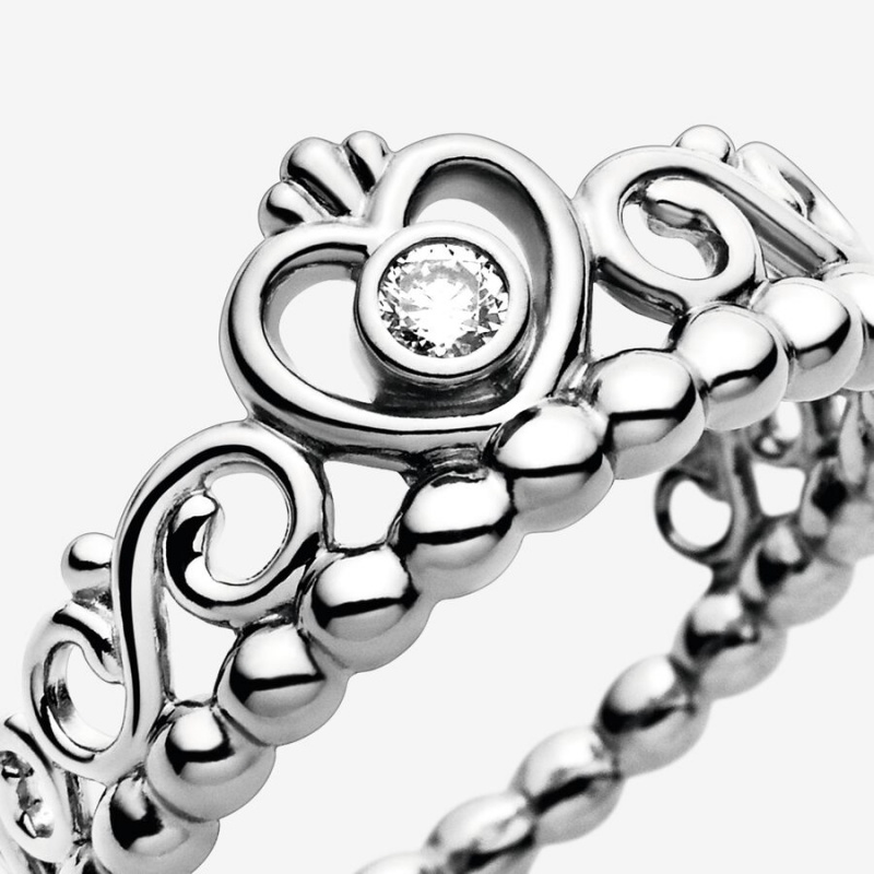 Sterling Silver Pandora Princess Tiara Crown Heart & Promise Rings | IRQZ38476