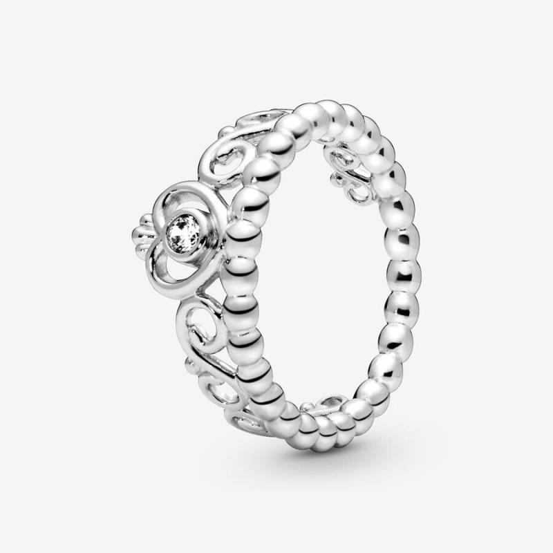 Sterling Silver Pandora Princess Tiara Crown Heart & Promise Rings | IRQZ38476