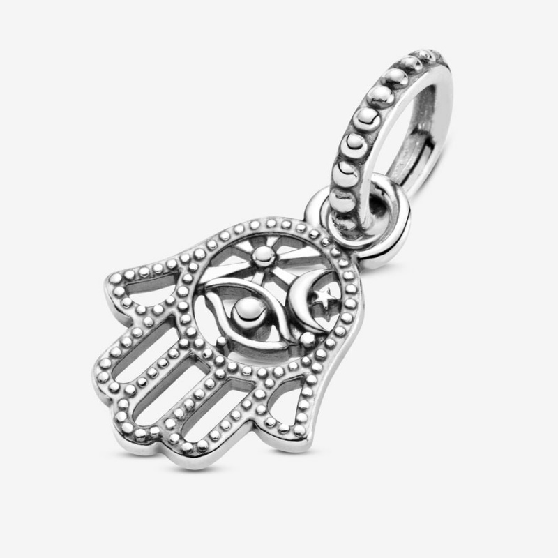 Sterling Silver Pandora Protective Hamsa Hand Dangle Dangle Charms | CELY31587