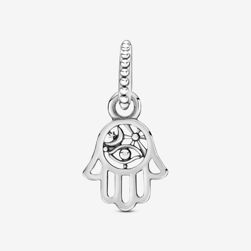 Sterling Silver Pandora Protective Hamsa Hand Dangle Dangle Charms | CELY31587