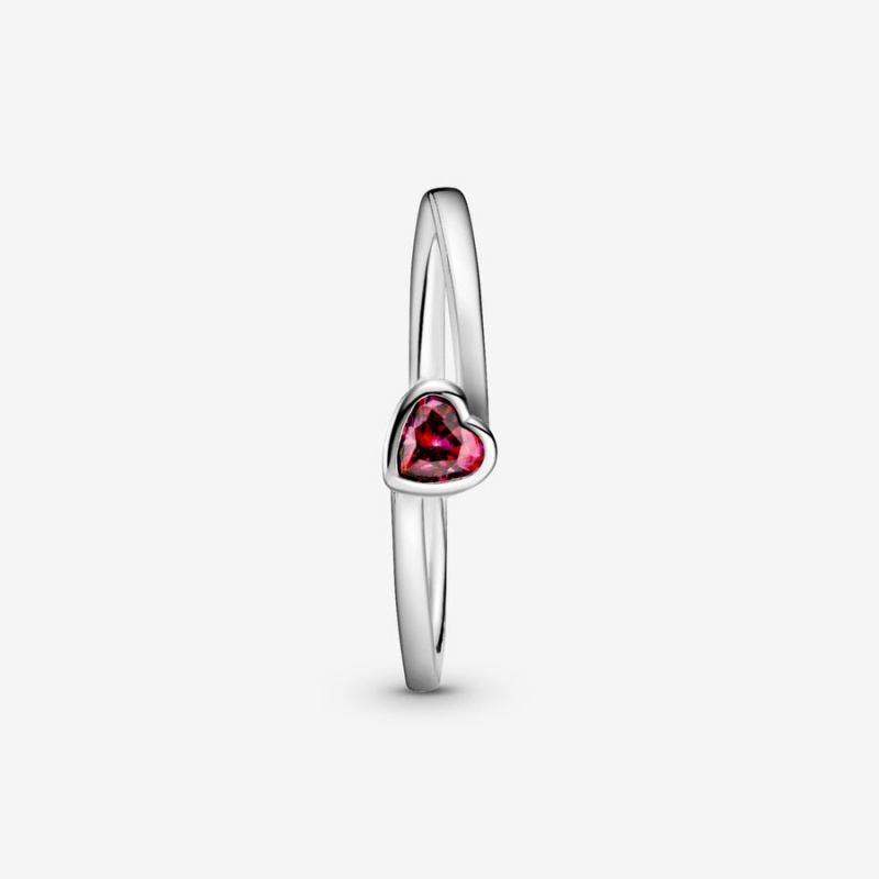 Sterling Silver Pandora Red Tilted Solitaire Heart & Promise Rings | YSRT76249