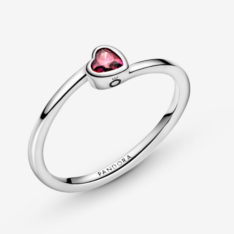 Sterling Silver Pandora Red Tilted Solitaire Heart & Promise Rings | YSRT76249