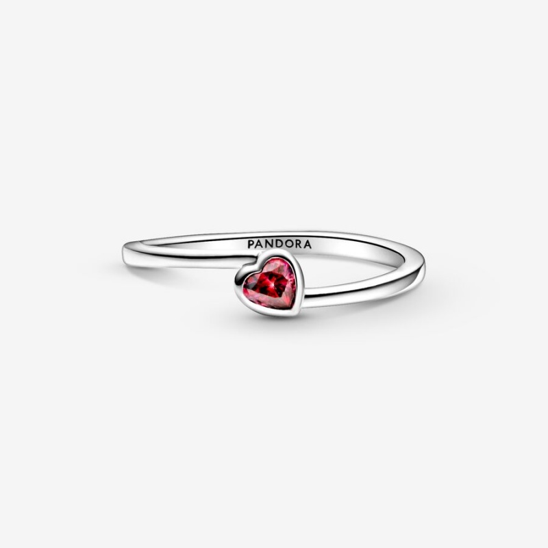 Sterling Silver Pandora Red Tilted Solitaire Heart & Promise Rings | YSRT76249