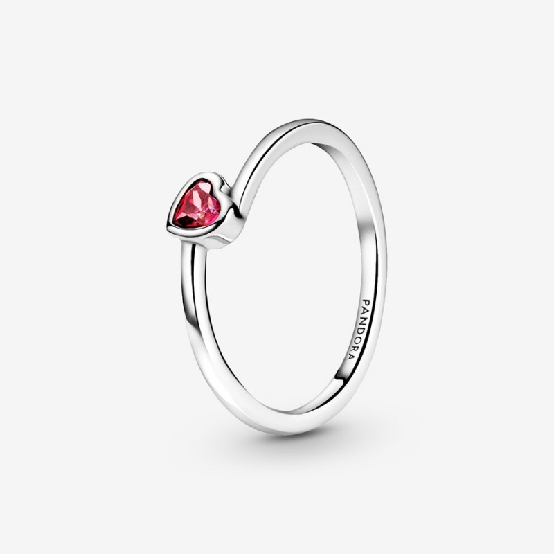 Sterling Silver Pandora Red Tilted Solitaire Heart & Promise Rings | YSRT76249