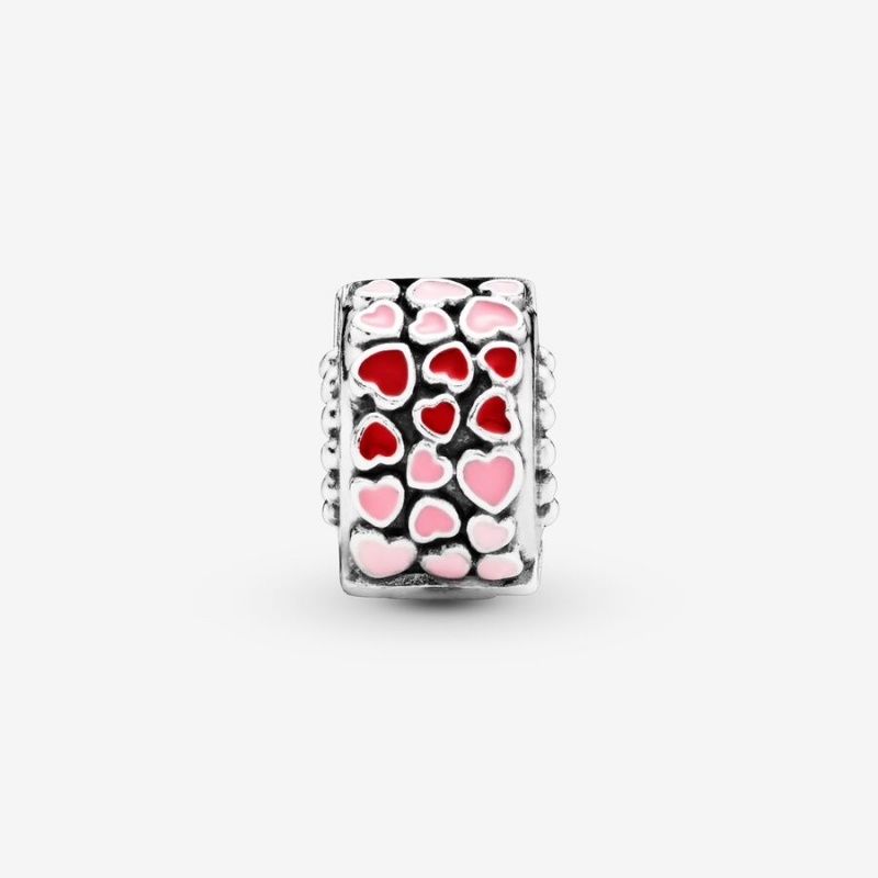 Sterling Silver Pandora Red & Pink Hearts Clips | WZDP78402