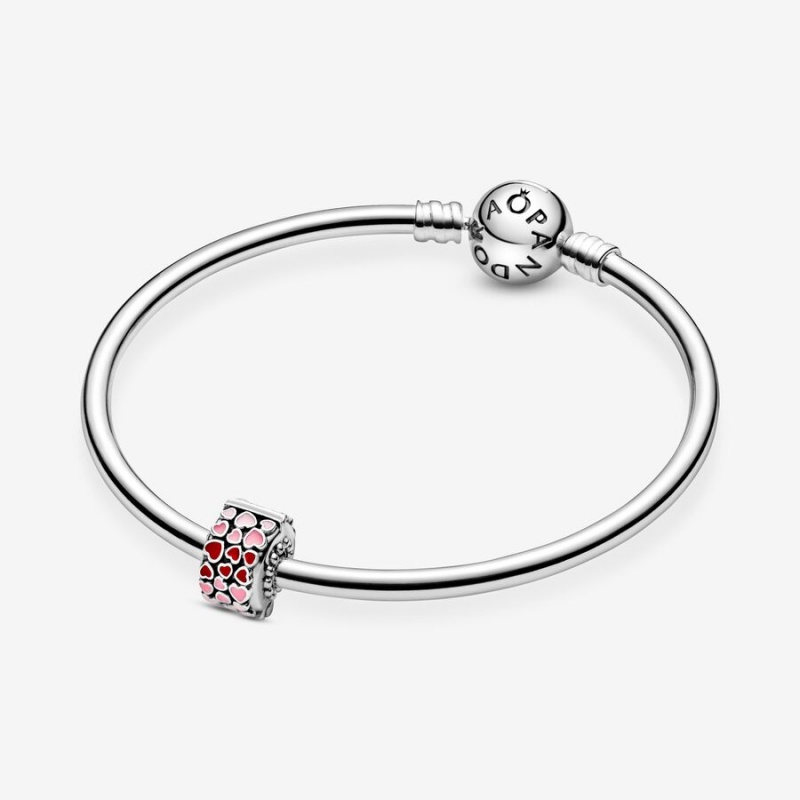 Sterling Silver Pandora Red & Pink Hearts Clips | WZDP78402