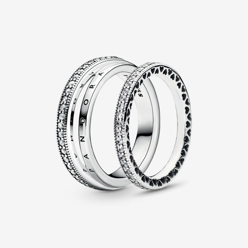 Sterling Silver Pandora Ring Sets | IHEP69087