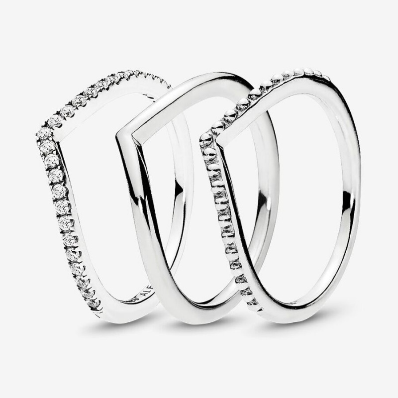 Sterling Silver Pandora Ring Sets | KLUX94185