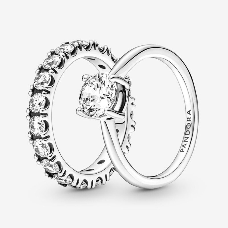 Sterling Silver Pandora Ring Sets | MGLK09172