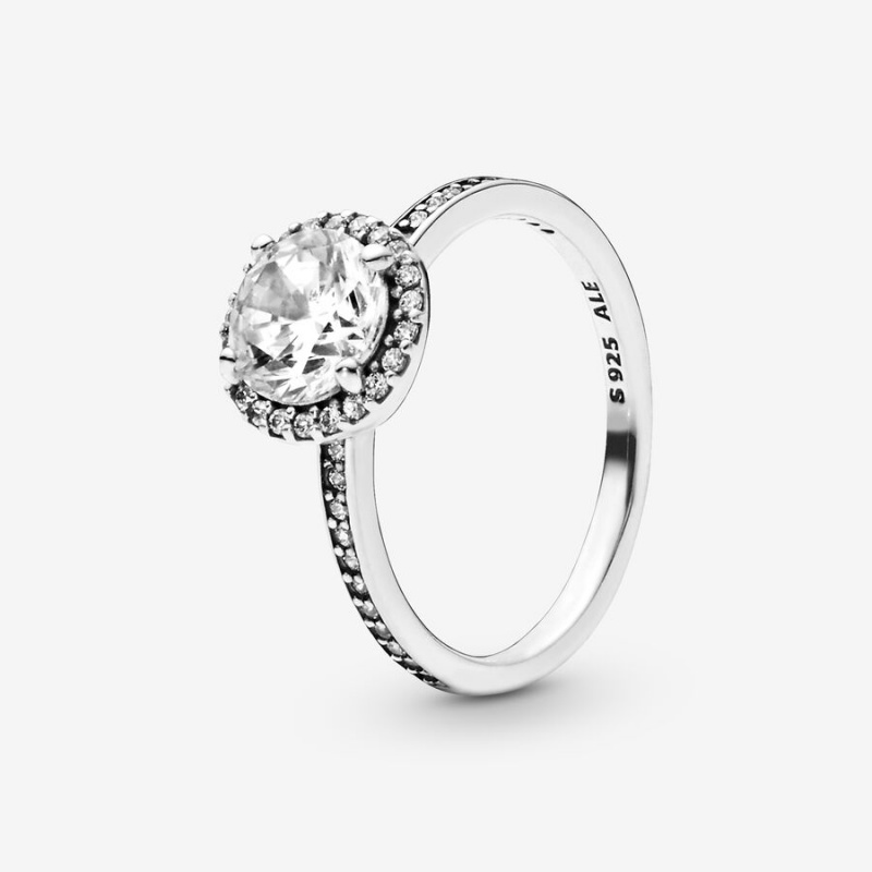 Sterling Silver Pandora Round Sparkle Halo Halo & Solitaire Rings | AJLO14708