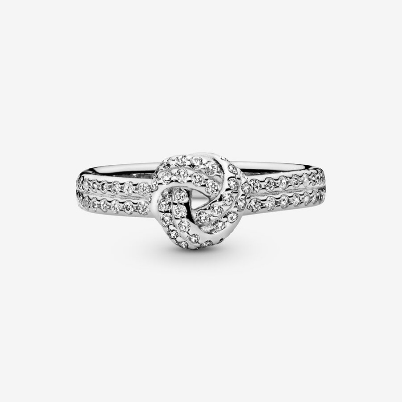 Sterling Silver Pandora Shimmering Knot Heart & Promise Rings | OXUY92784