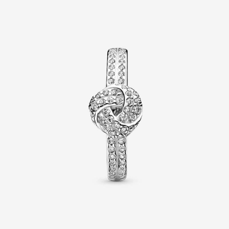 Sterling Silver Pandora Shimmering Knot Heart & Promise Rings | OXUY92784