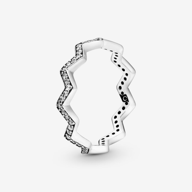 Sterling Silver Pandora Shimmering Zigzag Stackable Rings | GEYU56792