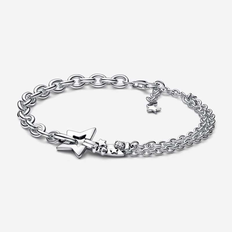 Sterling Silver Pandora Shooting Star Double Non-charm Bracelets | OSDM65149