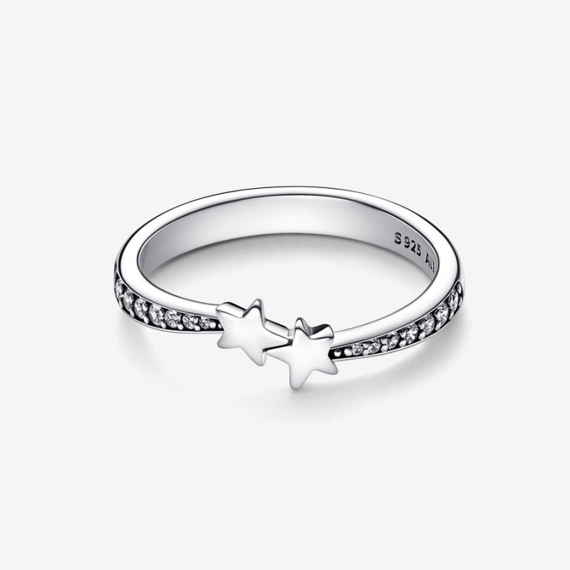 Sterling Silver Pandora Shooting Stars Sparkling Stackable Rings | NHEF73406