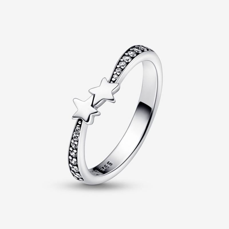 Sterling Silver Pandora Shooting Stars Sparkling Stackable Rings | NHEF73406