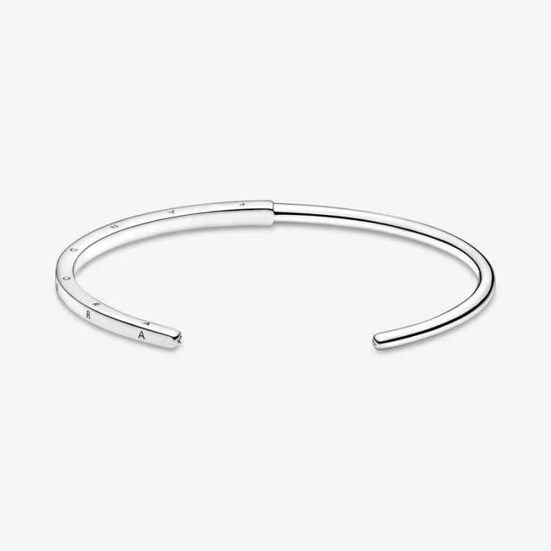 Sterling Silver Pandora Signature I-D Open Bangle Bangles | WUMZ70942