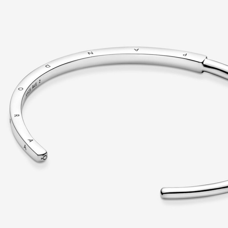 Sterling Silver Pandora Signature I-D Open Bangle Bangles | WUMZ70942