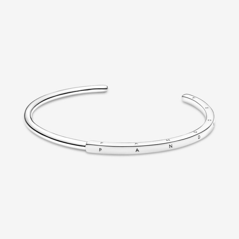 Sterling Silver Pandora Signature I-D Open Bangle Bangles | WUMZ70942