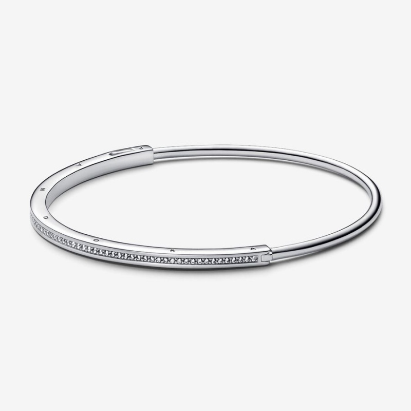 Sterling Silver Pandora Signature I-D Pavé Bangle Bangles | BZWO28195