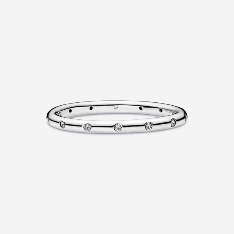 Sterling Silver Pandora Simple Sparkling Band Rings | VWOZ24873