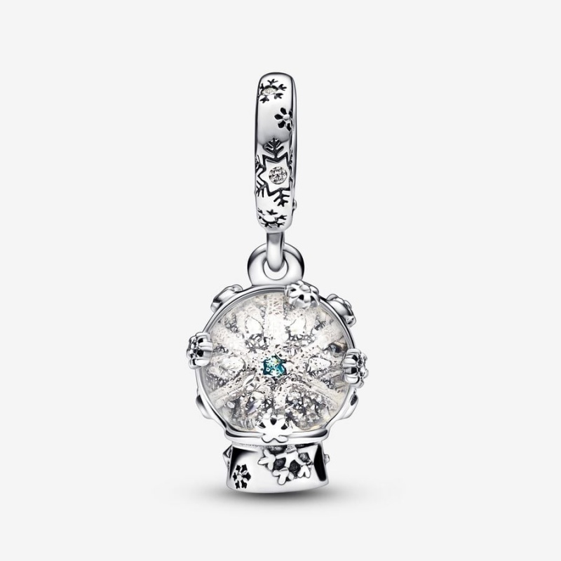 Sterling Silver Pandora Snowflake Snow Globe Dangle Dangle Charms | ENXY78241