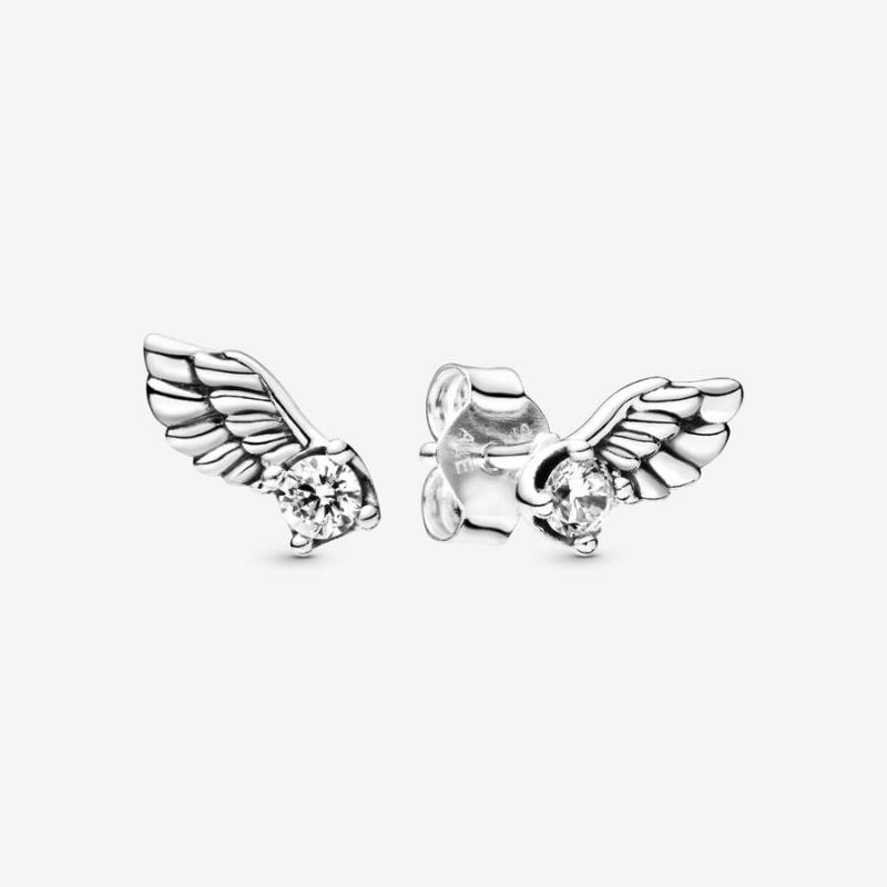 Sterling Silver Pandora Sparkling Angel Wings Stud Earrings | PWUT41837