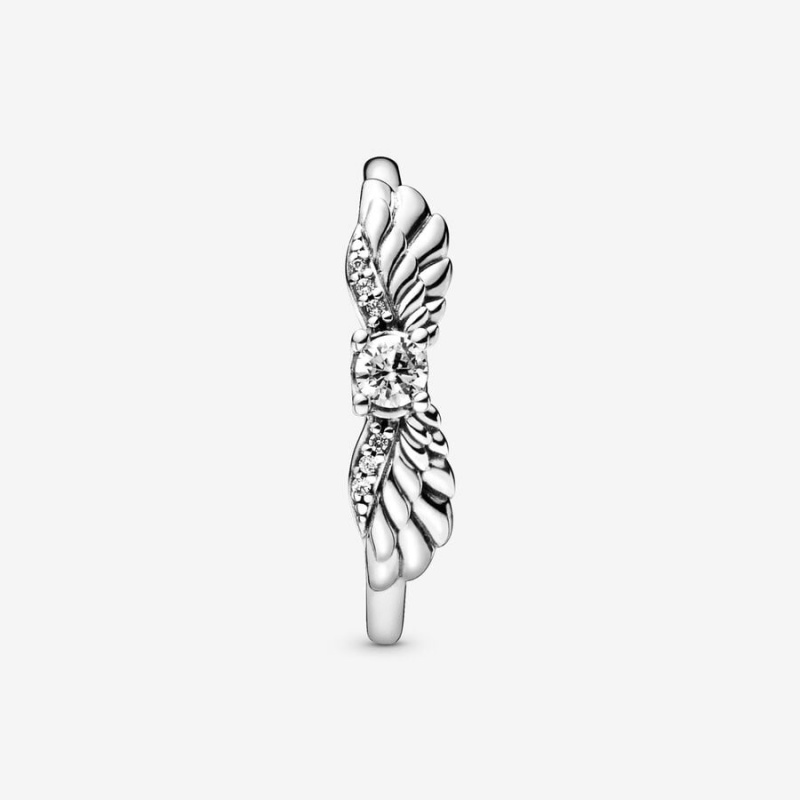 Sterling Silver Pandora Sparkling Angel Wings Statement Rings | HRUF54703